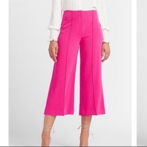 EXPRESS CROPPED WIDE LEG HIGH RISE Hot Pink Pants Size 4R NWT Contemporary